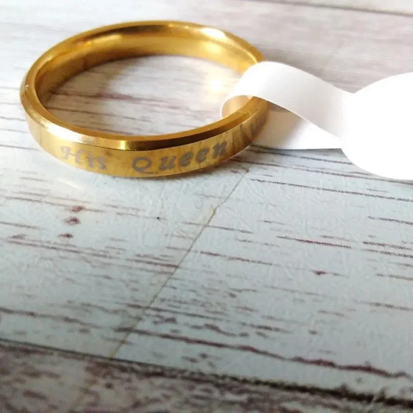 His Queen Gold Tone Stainless Steel Band - Size 11 - Picture 2 of 6